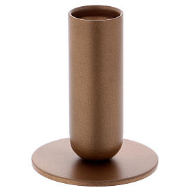 Tubular candlestick in gold plated iron