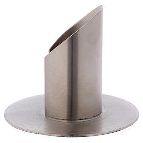 Open tube-shaped candle holder in silver-plated brass