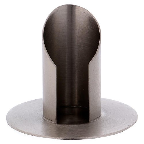 Open tube-shaped candle holder in silver-plated brass 1