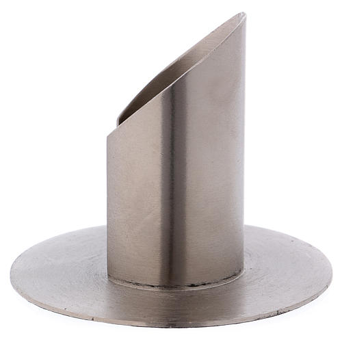 Open tube-shaped candle holder in silver-plated brass 2