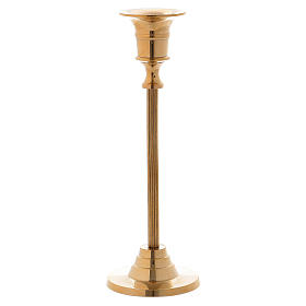 Column-shaped candle holder in gold-plated brass