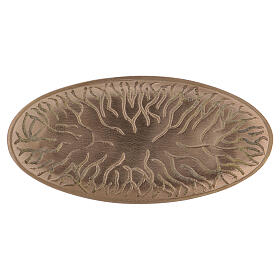Oval candle holder plate in matte brass