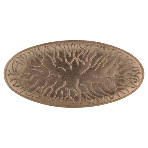 Oval candle holder plate in matte brass 1
