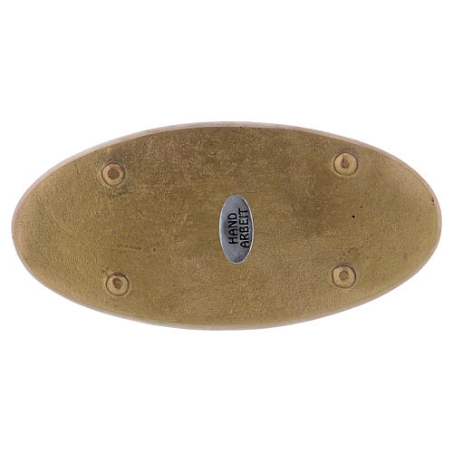 Oval candle holder plate in matte brass 2