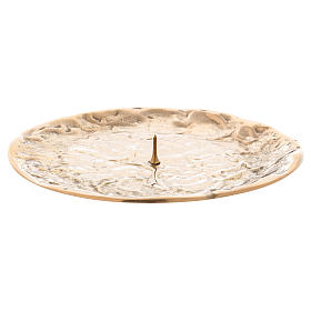 Candle holder plate in gold-plated brass with jag