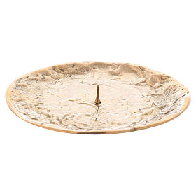 Candle holder plate with spike gold plated brass