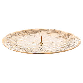 Candle holder plate with spike gold plated brass