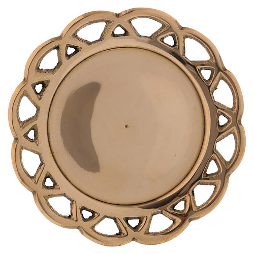 Candle holder plated in brass with perforated edge 1