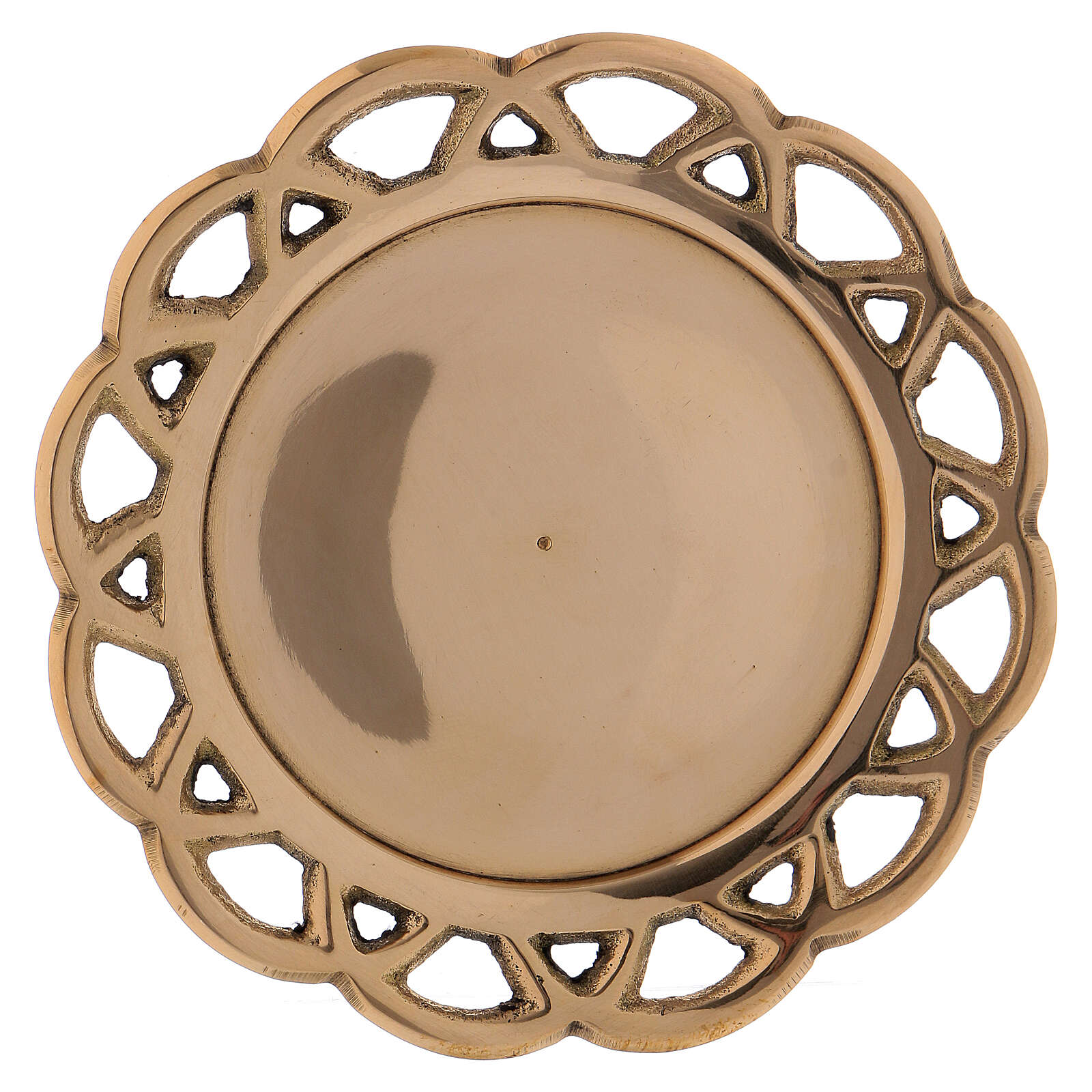 Brass candle holder plate with perforated edge online sales on