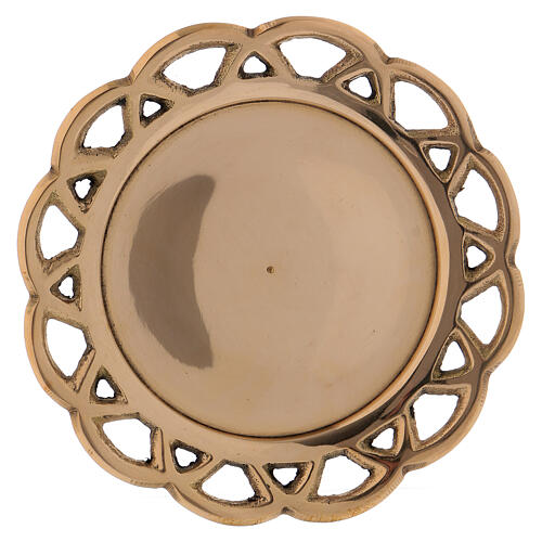 Brass candle holder plate with perforated edge 1