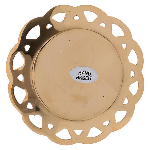 Brass candle holder plate with perforated edge 2