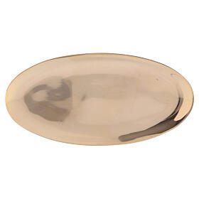 Oval polished gold plated candle holder plate