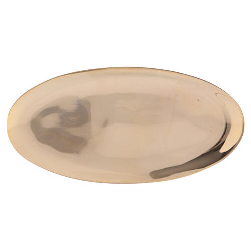 Oval polished gold plated candle holder plate 1