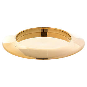 Candle holder plate in gold-plated brass with raised edge