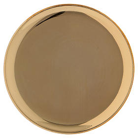 Round candle holder plate in gold-plated brass