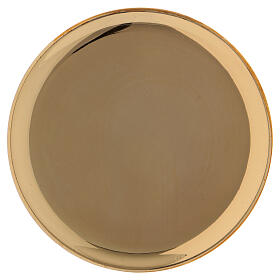 Round candle holder plate in gold plated brass
