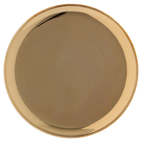 Round candle holder plate in gold plated brass 1