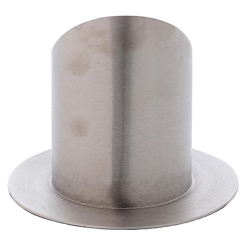 Cylinder-shaped candle holder in satinised silver-plated brass 3