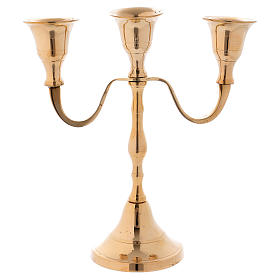 Candle tree with 3 flames in gold-plated brass