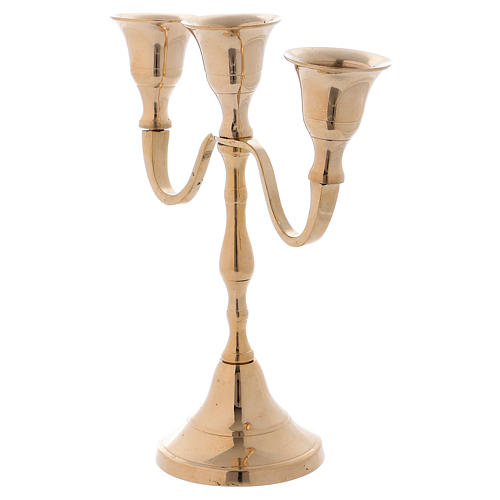 Candle tree with 3 flames in gold-plated brass 2