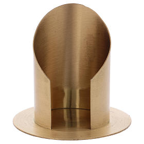 Cylinder-shaped candle holder in gold-plated brass with opening