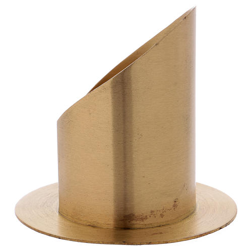 Cylinder-shaped candle holder in gold-plated brass with opening 2