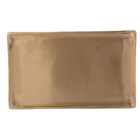 Rectangular candle holder plate gold plated brass