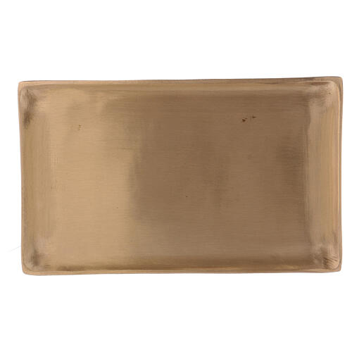 Rectangular candle holder plate gold plated brass 1