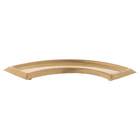 Arch-shaped candle holder plate in matt gold-plated brass