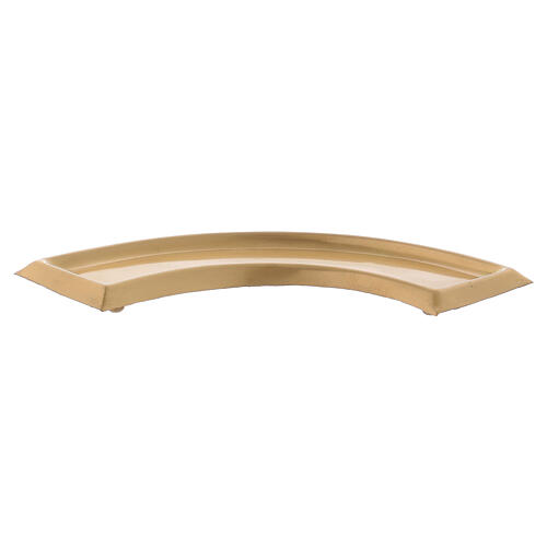 Arc-shaped candle holder plate in matte gold plated brass 2