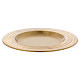 Candle holder plate with ringed edge in matt gold-plated brass s2