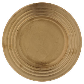 Assiette porte-bougie bord cercles concentriques laiton doré mat