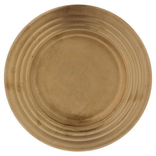 Matte gold plated brass candle holder plate with concentric circles 1