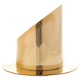 Cylinder-shaped candle holder in glossy gold-plated brass diam. 8 cm