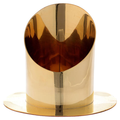 Cylinder-shaped candle holder in glossy gold-plated brass diam. 8 cm 1