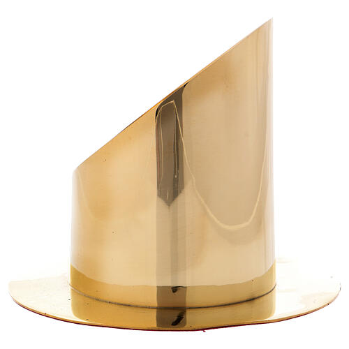 Porta-círio cilíndrico latão dourado brilhante diâm. 8 cm 2