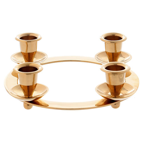 Crown-shaped Advent candleholder in gold-plated brass 3
