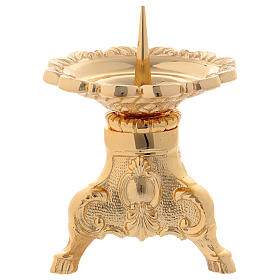 Elegant candle holder in gold-plated brass with jag