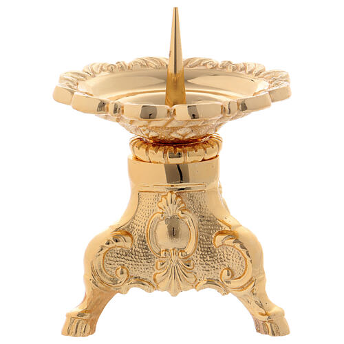 Elegant classic candlestick with spike gold plated brass 1