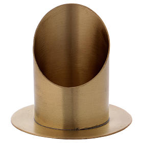 Cylinder-shaped candle holder in matt gold-plated brass diam. 7 cm