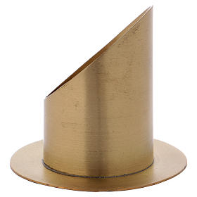 Cylinder-shaped candle holder in matt gold-plated brass diam. 7 cm