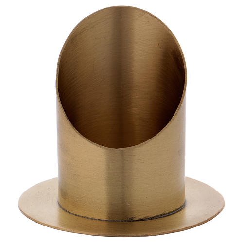 Cylinder-shaped candle holder in matt gold-plated brass diam. 7 cm 1