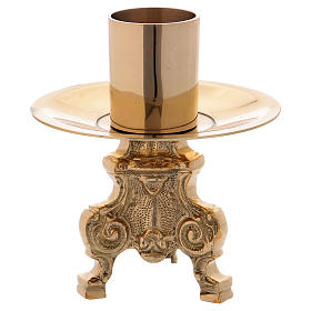 Tripod candle holder in gold-plated brass