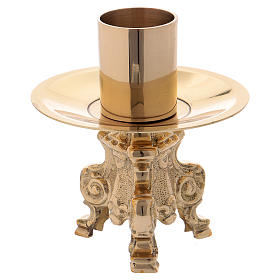 Tripod candle holder in gold-plated brass