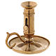 Candle holder with handle and plate in gold-plated brass s2