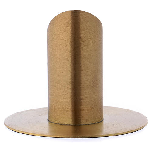Tube-shaped candle holder with opening in matt gold-plated brass 3