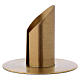 Tube-shaped candle holder with opening in matt gold-plated brass s2