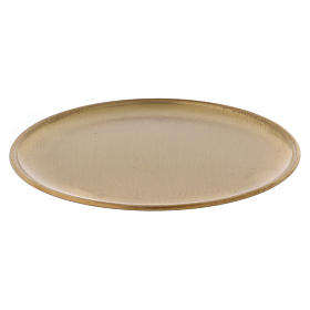Candle holder plate in matt gold-plated brass 17 cm