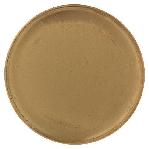 Candle holder plate in matt gold-plated brass 17 cm 1