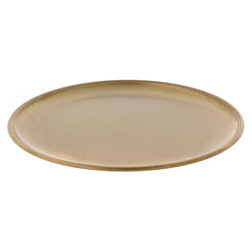 Candle holder plate in matt gold-plated brass 17 cm 2